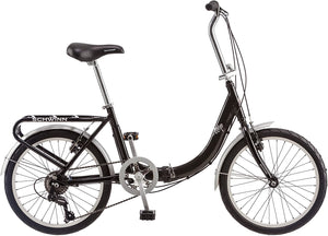 Schwinn Loop Adult Folding Bike, 20-inch Wheels, Rear Carry Rack, Black
