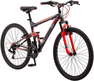 Mongoose Status Mountain Bike for Men and Women, Status 2.2, 26-Inch Wheels, Black/Red